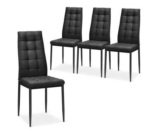 Set of 4 Fabric Dining Chairs Set with Upholstered Cushion and High Back