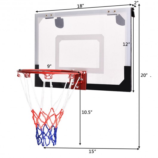 Over-The-Door Mini Basketball Hoop Includes Basketball and 2 Nets - Image 5