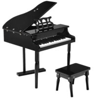 Musical Instrument Toy 30-Key Children Mini Grand Piano with Bench-Black - Image 3