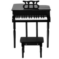 Musical Instrument Toy 30-Key Children Mini Grand Piano with Bench-Black - Image 5