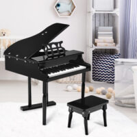 Musical Instrument Toy 30-Key Children Mini Grand Piano with Bench-Black - Image 6