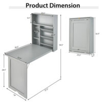 Wall-Mounted Fold-Out Convertible Floating Desk Space Saver-Gray - Image 2