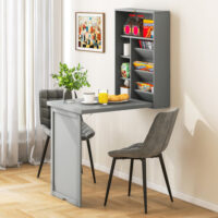 Wall-Mounted Fold-Out Convertible Floating Desk Space Saver-Gray - Image 3