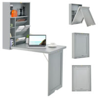 Wall-Mounted Fold-Out Convertible Floating Desk Space Saver-Gray - Image 5