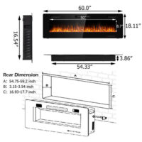 60 Inch Ultra Thin Electric Fireplace with 2 Heat Settings - Image 4