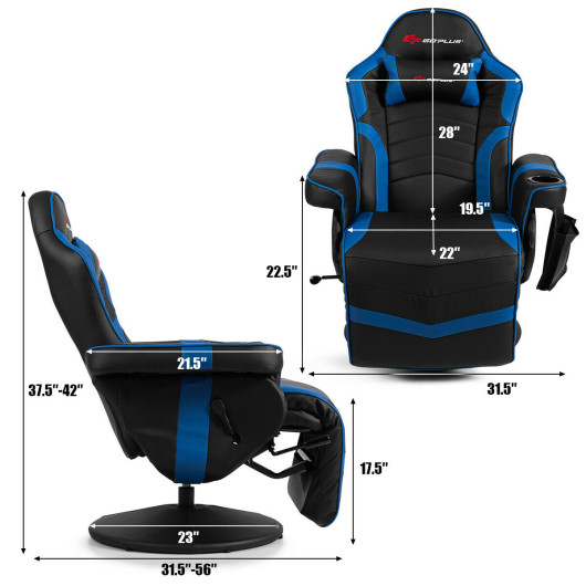 Ergonomic High Back Massage Gaming Chair with Pillow-Blue - Image 5