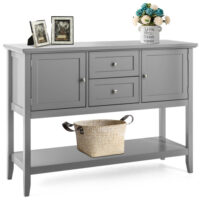 Wooden Sideboard Buffet Console Table  with Drawers and Storage-Gray - Image 4