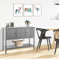 Wooden Sideboard Buffet Console Table  with Drawers and Storage-Gray - Image 2