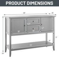 Wooden Sideboard Buffet Console Table  with Drawers and Storage-Gray - Image 5