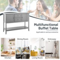 Wooden Sideboard Buffet Console Table  with Drawers and Storage-Gray - Image 3