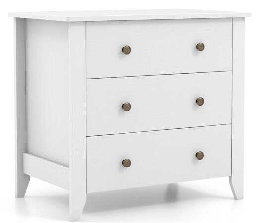 3 Drawer Dresser Chest of Drawers Bedside Table-White