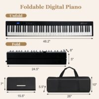 88-Key Foldable Digital Piano with MIDI and Wireless BT-Black - Image 4