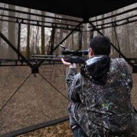 2-3 Person Hunting Blind Portable Pop Up Ground Tent with Carry Bag and Storage Pocket - Image 3