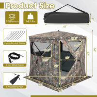 2-3 Person Hunting Blind Portable Pop Up Ground Tent with Carry Bag and Storage Pocket - Image 6