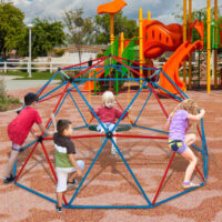10 Feet Dome Climber with Swing and 800 Lbs Load Capacity-Red - Image 3