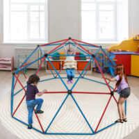 10 Feet Dome Climber with Swing and 800 Lbs Load Capacity-Red - Image 6