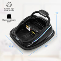 12V Kids Bumper Car Ride on Toy with Remote Control and 360 Degree Spin Rotation-Black - Image 2