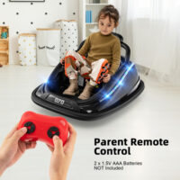 12V Kids Bumper Car Ride on Toy with Remote Control and 360 Degree Spin Rotation-Black - Image 4