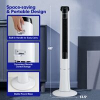 Portable 48 Inches Tower Fan with Remote Control-White - Image 2