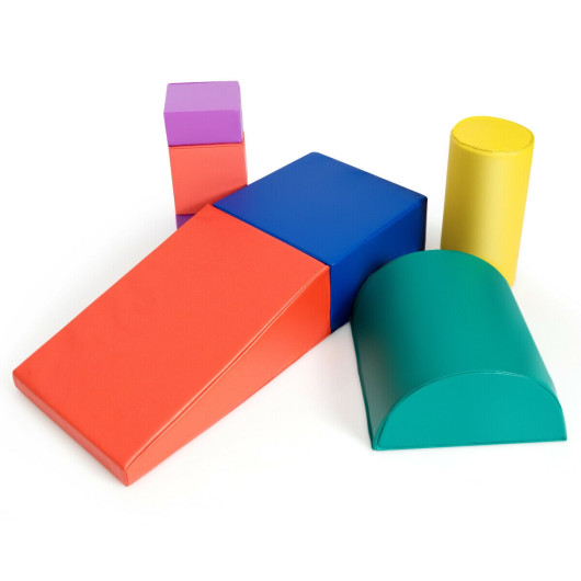 6 Piece Climb Crawl Play Set Indoor Kids Toddler -Red