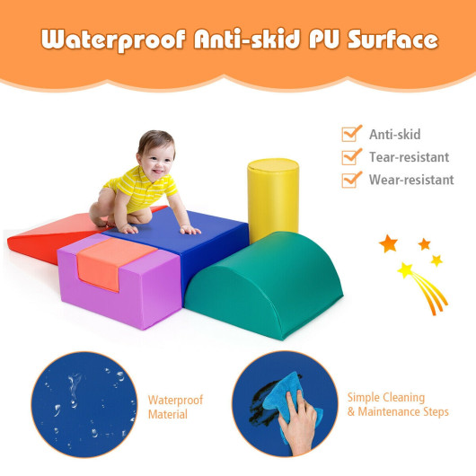 6 Piece Climb Crawl Play Set Indoor Kids Toddler -Red - Image 5