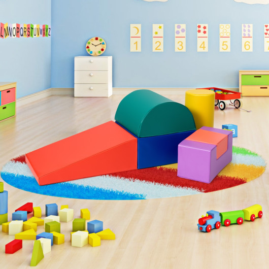 6 Piece Climb Crawl Play Set Indoor Kids Toddler -Red - Image 6