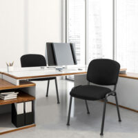 Office Chair with Metal Frame and Padded Cushions for Conference Room-Set of 2 - Image 3