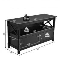 44 Inch Wooden Storage Cabinet TV Stand-Black - Image 4