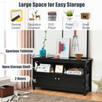 44 Inch Wooden Storage Cabinet TV Stand-Black - Image 5