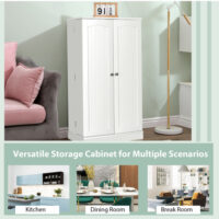 17-Tier Kitchen Pantry Cabinet with 2 Doors and 6 Adjustable Shelves-White - Image 3