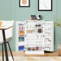17-Tier Kitchen Pantry Cabinet with 2 Doors and 6 Adjustable Shelves-White - Image 6