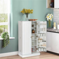 17-Tier Kitchen Pantry Cabinet with 2 Doors and 6 Adjustable Shelves-White - Image 5