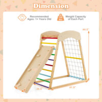6-in-1 Jungle Gym Wooden Indoor Playground with Double-Sided Ramp and Monkey Bars-Multicolor - Image 2