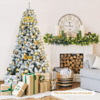 7.5 Feet Snow Flocked Hinged Artificial Christmas Tree without Lights - Image 5