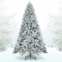 7.5 Feet Snow Flocked Hinged Artificial Christmas Tree without Lights - Image 2