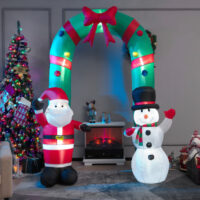 8 Feet Christmas Inflatable Archway with Santa Claus and Snowman - Image 3