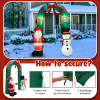 8 Feet Christmas Inflatable Archway with Santa Claus and Snowman - Image 5