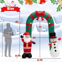 8 Feet Christmas Inflatable Archway with Santa Claus and Snowman - Image 4