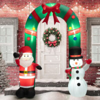 8 Feet Christmas Inflatable Archway with Santa Claus and Snowman - Image 2