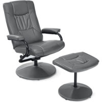 360 Swivel Recliner Chair with Ottoman-Gray - Image 4