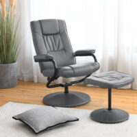 360 Swivel Recliner Chair with Ottoman-Gray - Image 5