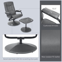 360 Swivel Recliner Chair with Ottoman-Gray - Image 3