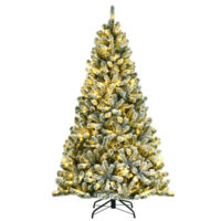 6 Feet Pre-lit Snow Flocked Hinged Christmas Tree with 928 Tips and Metal Stand-6 ft - Image 4