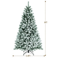 6 Feet Pre-lit Snow Flocked Hinged Christmas Tree with 928 Tips and Metal Stand-6 ft - Image 5