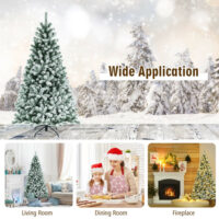 6 Feet Pre-lit Snow Flocked Hinged Christmas Tree with 928 Tips and Metal Stand-6 ft - Image 6