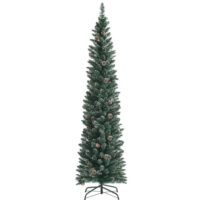 Snowy Artificial Pencil Christmas Tree with Pine Cones-7 ft - Image 2