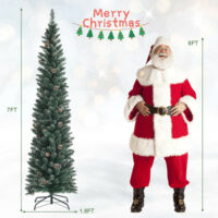 Snowy Artificial Pencil Christmas Tree with Pine Cones-7 ft - Image 3