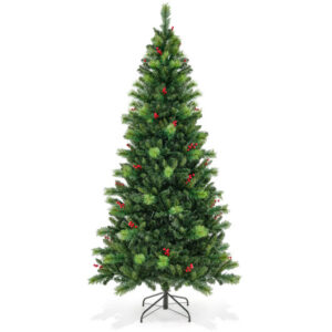 6-7-8 Feet Pre-Lit Artificial Christmas Tree with 300-400-500 LED Lights-7 ft