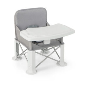 Portable Baby Booster Seat with Straps and Double Tray-Gray