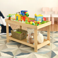Solid Multifunctional Wood Kids Activity Play Table-Natural - Image 4